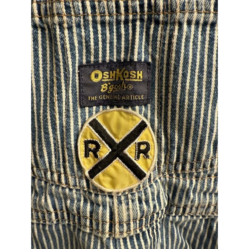 Vintage Pin Stripe Oshkosh B'Gosh Overalls Bibs/Pants Boys Size 4 With Patches‎